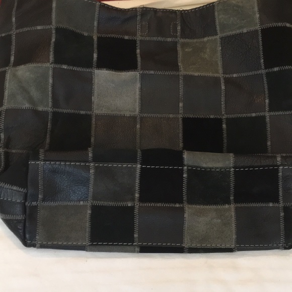 Genuine Leather and Genuine Suede Patchwork Lucky Brand Leather Suede Bucket Bag - Picture 9 of 13